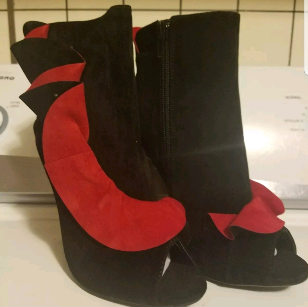 Peeptoe platform booties